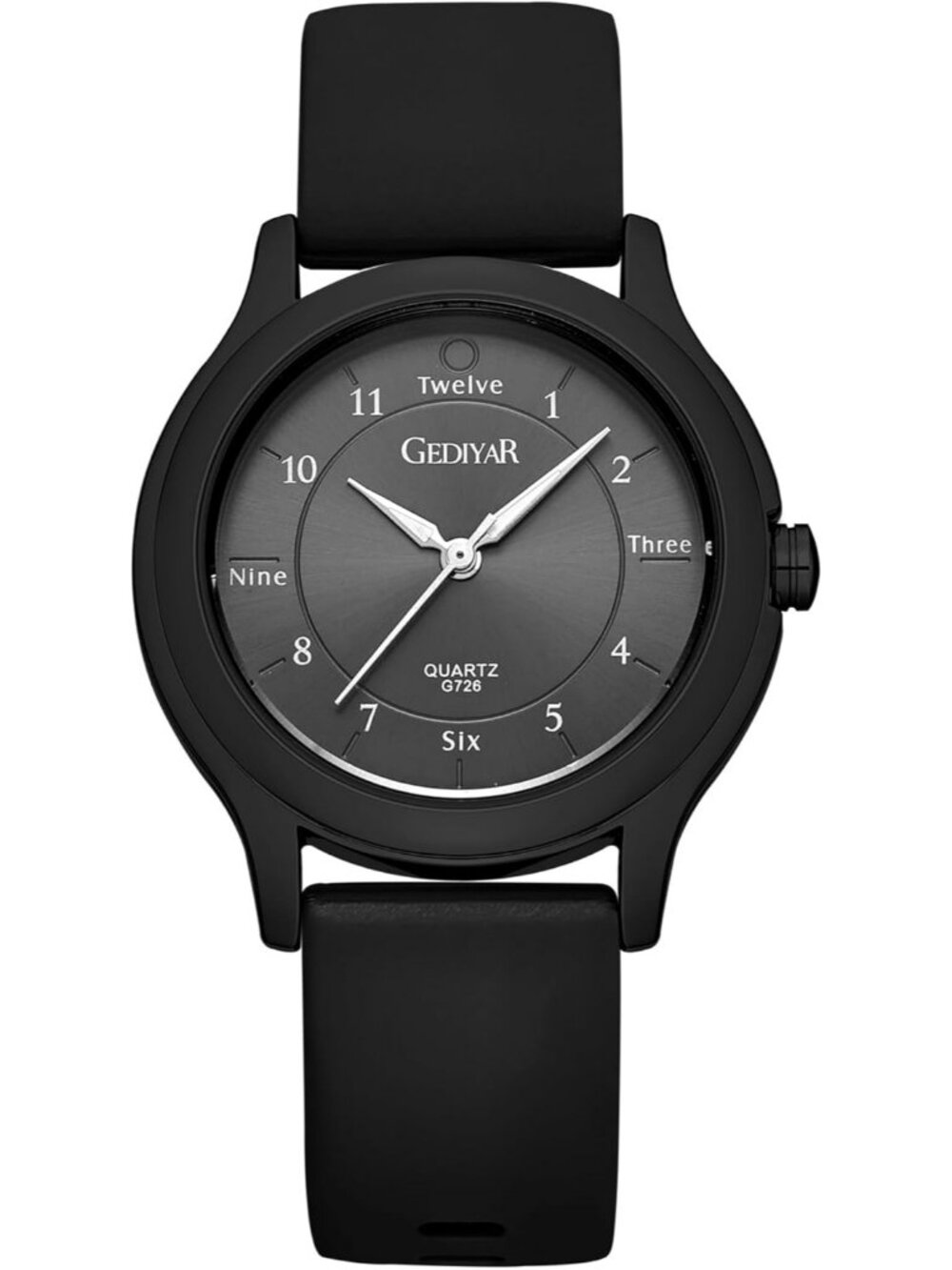Women's Black Analog Quartz Rubber Silicone Band Waterproof Nursing Wrist Watch